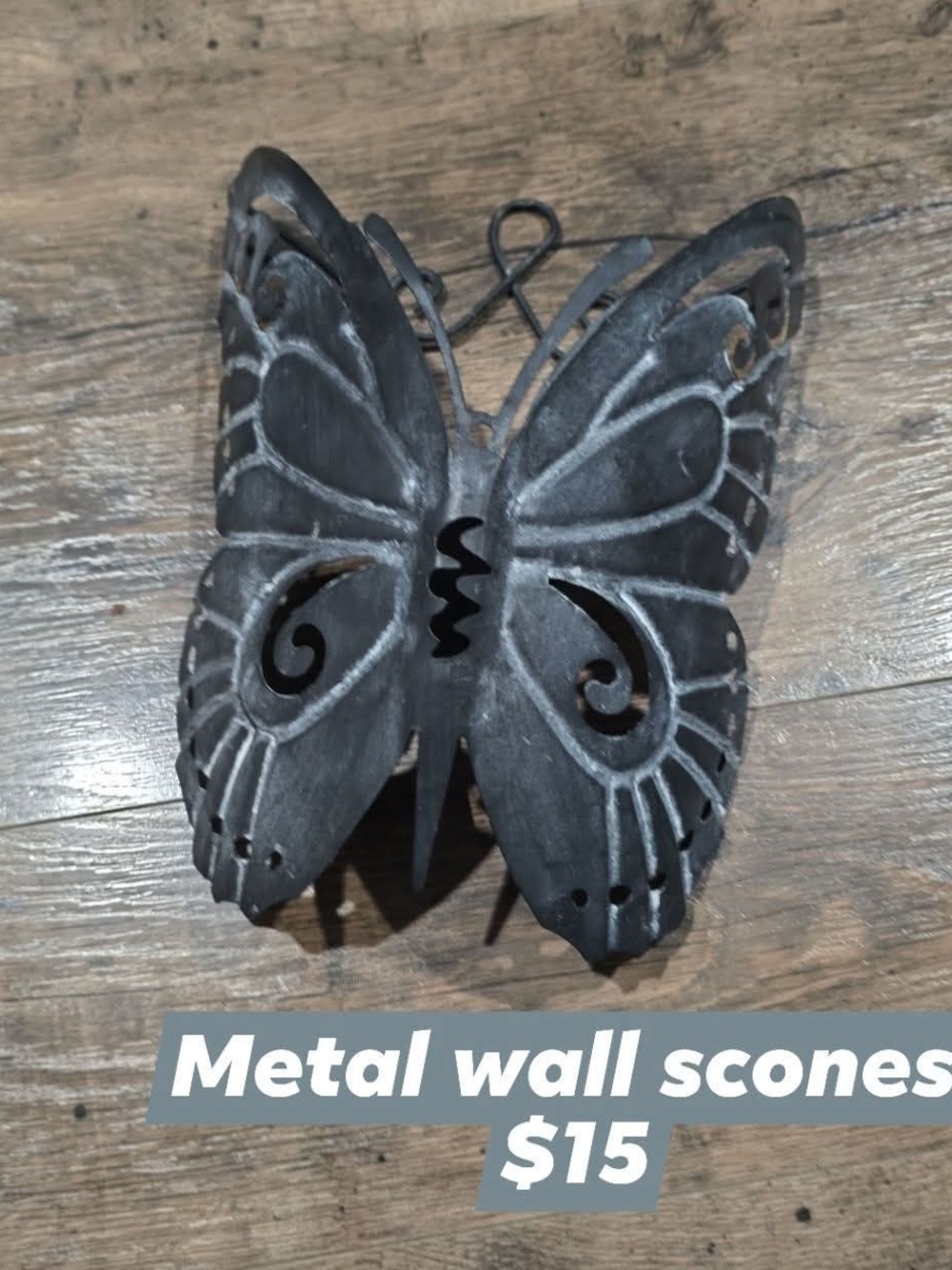 Source Unknown Gray Metal Butterfly Wall Decor
